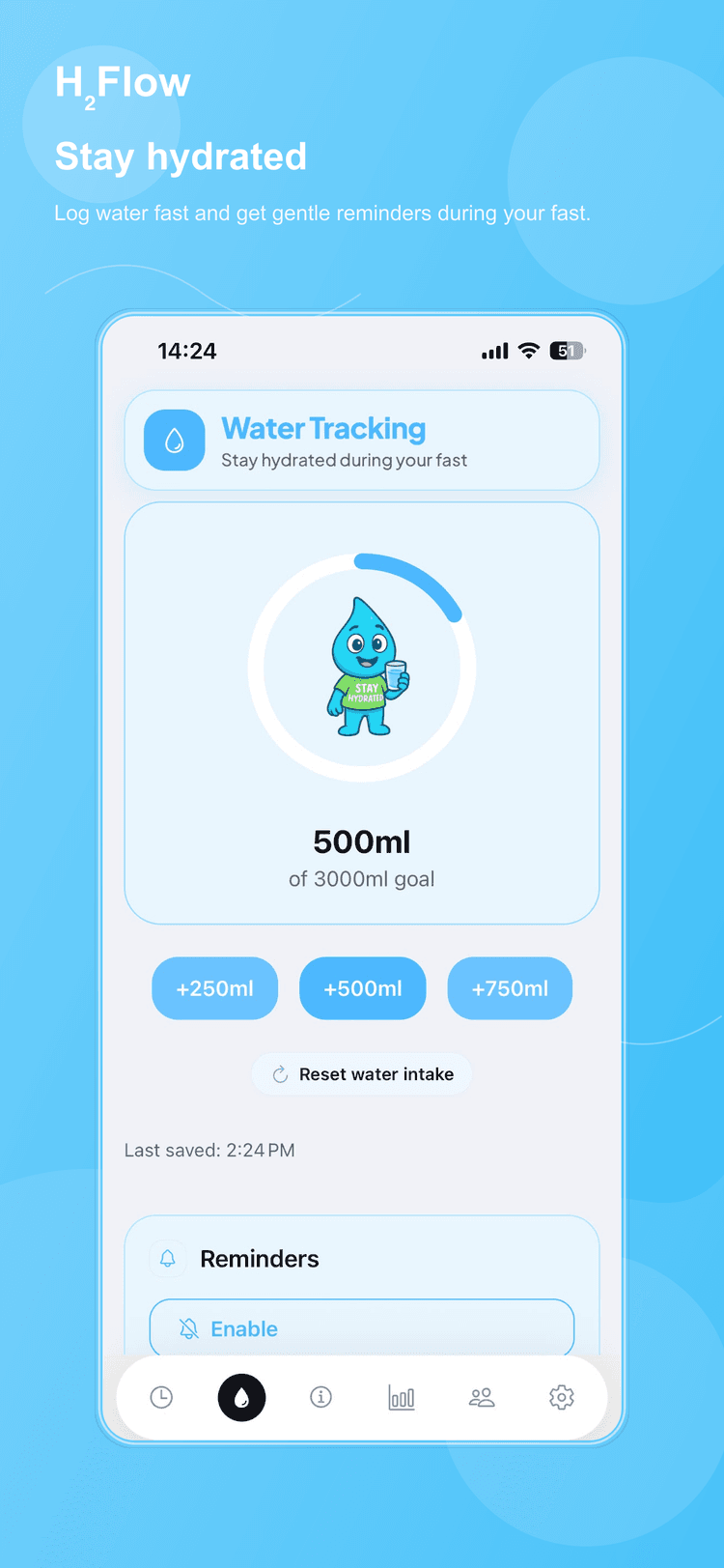 H2Flow water logging screen